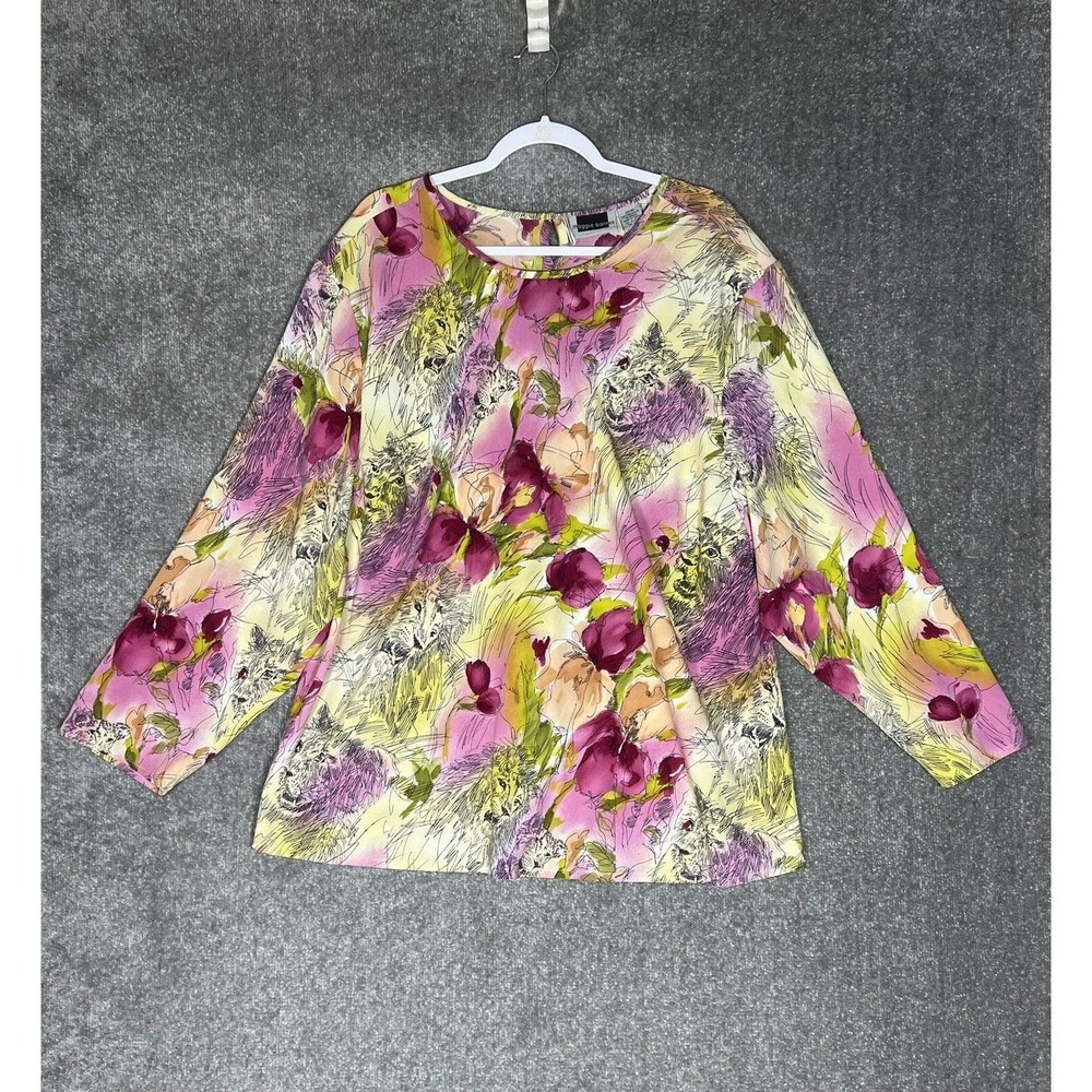 Women’s Floral Scoop Neck Top in Pink and Yellow